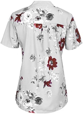 Летни врвови за жени 2023 Трендовски плажа кратки/долги ракави кошули графички печатени маички за одмор Хенли кошула надолу по блуза