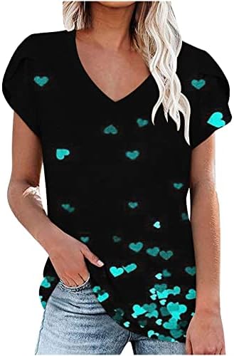 Женски летни врвови неонска пеперутка печатена маица со ливчиња за ливчиња фенси хавајски кошули случајни слатки дами хипи блуза