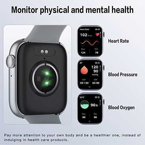 Ухофит паметен часовник со текст и повик, 1.8 ”Фитнес за фитнес на екран на допир со AI Bluetooth Watch со 120+ спортски режими