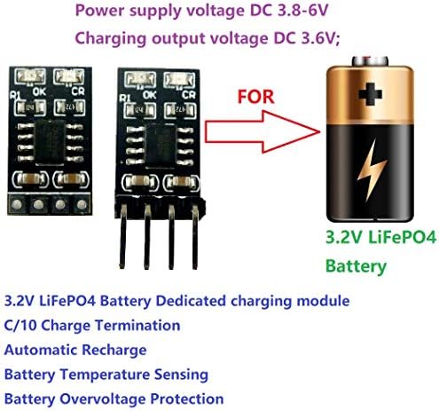 Eletechsup посветен на 3,2V LifePo4 Модул за полнач на батерии 3.6V 1A CV CC со заштита од пренапон автоматско надополнување со мала моќност со пин