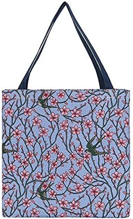 Signare Tapestry за еднократно намирници Еко-пријателски шопинг торба со торбичка со цвет и дизајн на ластовички