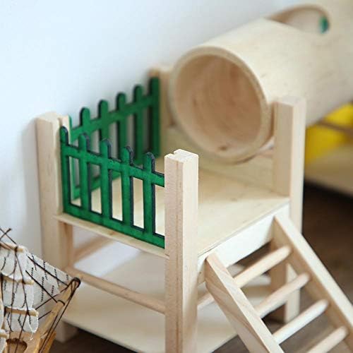 ХАМСТЕР куќи и скривалишта, платформа за активност на игралиште за стаорец со цевки тунел и качување по скалила природни дрвени играчки огради