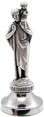 Мини Свети Статуа | Класични христијански и католички фигурини | Метал од сребрен тон | Лепливо дно - Лесно прикачете на цртичката