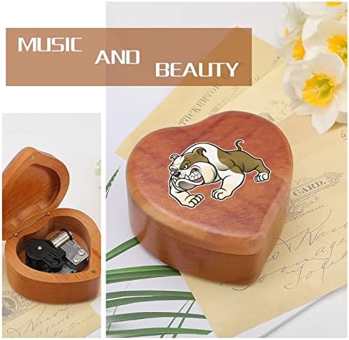 Лута булдог срце музичка кутија дрвени музички кутии најдобар подарок за годишнината Божиќ роденден
