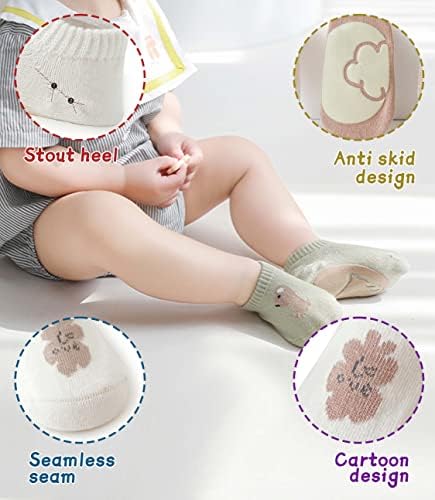 Shibomaoyinb Toddler Памук Тенки чорапи на глуждот-бебе не-лизгање чорапи-решетки за чување на екипажот против стапалата за новороденчиња за новороденчиња