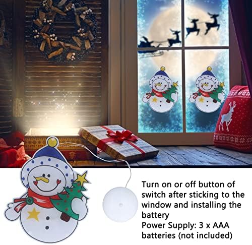 Декорации за Божиќни осветлени прозорци на Plplaaoo, Божиќен снежен човек, предводена од прозорецот, батерии LED снежен човек што виси