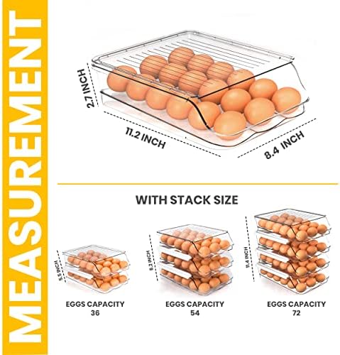 Утописка кујна тркалање јајце сад за фрижидер со капак - пакет од 2 стабилни пластични држачи за јајце за фрижидер - сад за теразо