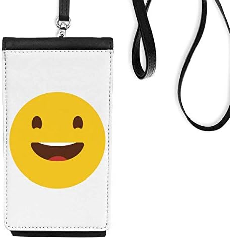 Среќна смеа симпатична онлајн цртан филм за лице, телефонски паричник чанта што виси мобилна торбичка црн џеб