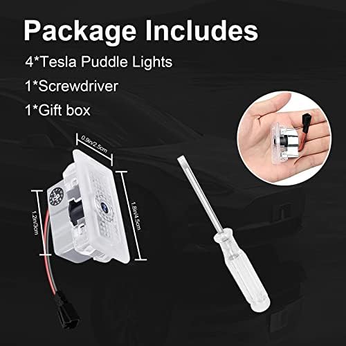 4пакувајте Светла За Локва Тесла Надградени Светла За Лого На Вратата На Автомобилот, Nmcdttao HD/Ултра-Светла LED 3d Ласерска