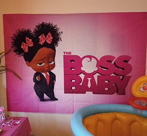 Афроамериканец Бебе Принцеза Позадина за Роденден Материјали 5x3ft Топла Розова Позадина За Бебе Туш Цртан Филм Црна Девојка Тема