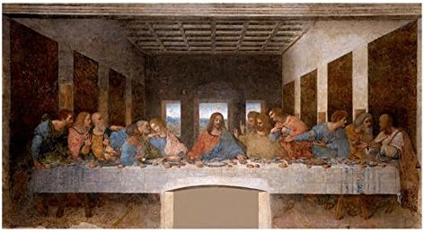 АЛОНЛИНСКИ АРТ - Последната вечера од Леонардо да Винчи | Црна врамена слика отпечатена на памучно платно, прикачена на таблата