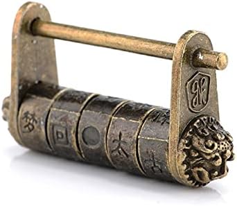 Цинк легура кинески стил гроздобер антички бронзена комбинација Лозинка заклучување на накит кутија со таблички ретро -клучен