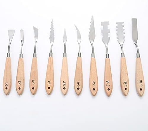 FKSDHDG 10 парчиња палета од не'рѓосувачки челик, ножеви за бојадисување, ножеви за уметници масло акрилно сликарство алатки