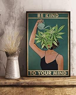 Ретро знак калај знак за тенџере по постер за глава да биде kindубезен на вашиот ум постер канабис постер гроздобер канабис марихуана тенџере глава плевел постер алу
