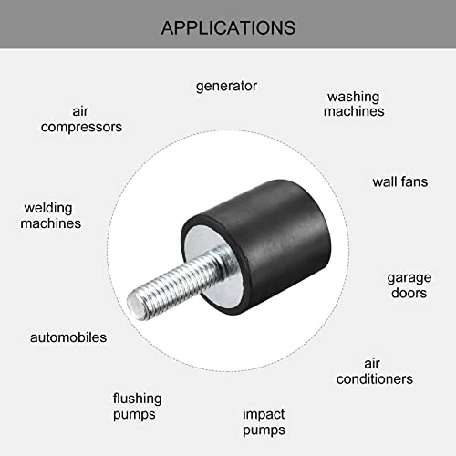Uxcell гума монтира 12 парчиња m8 машки/женски вибрации изолаторски изолатор амортизер D25mmxh25mm, за гаражен мотор компресор за