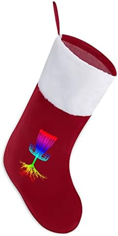 Виножито диск Божиќно порибување Божиќно дрво камин виси чорапи со кратка кадифен манжетна декорација за забава за домашен одмор