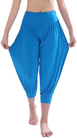 Yoyoiei женски цврста боја мека еластична спандекс плетачи јога панталони хареми панталони