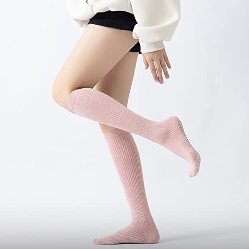 Чорапи со јога пилатес со зафатнини за жени кои не се лизгаат во боја на колено високо над чорапите за теле за баре балет танц