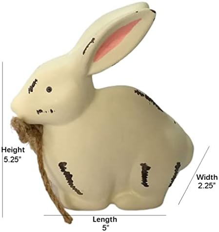 Јангмеи Белиот велигденски зајаче пролетен велигденски зајаче фигура гроздобер рустикален шпетичен фарма куќа за зајаци статуа табела за