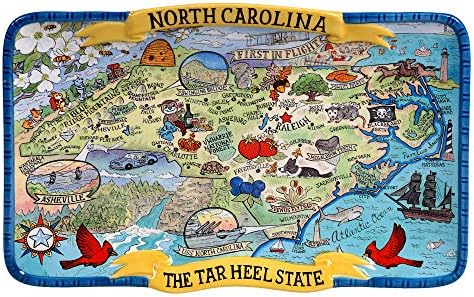 Сертифициран меѓународен сувенир во Северна Каролина правоаголен чинија 13 x 8, повеќебојни