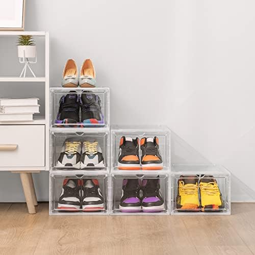 Кутии за чевли на Дезен, чиста пластична стабилна стабилна: 3 пакувања, големи складишта за складирање, чисти пластични организатори за