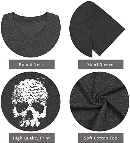 Кошули за череп за жени смешни готски графички летни летни резервоари без ракави врвови нови кошули за мускули на мускули