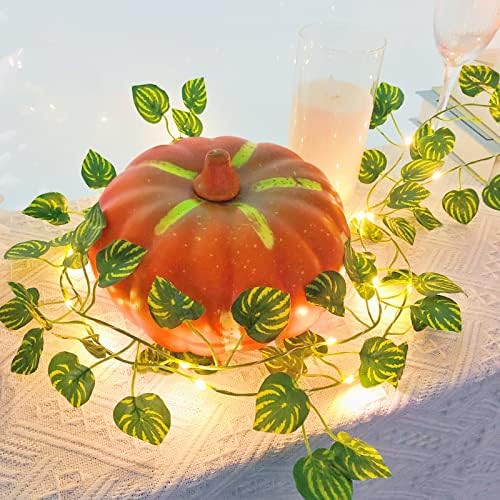 Sezrgiu вештачки лубеница лисја од венец лозов растителен самовила со 20 LED бакарни жица жица светла батерија напојувана за домашна градина канцеларија свадба wallид дек
