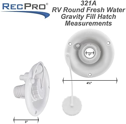 Recpro RV Round Round Courge Gravity Gravity Filt repht | RV вода за полнење вода | Кампер вода влезен отвор | Вода на приколка