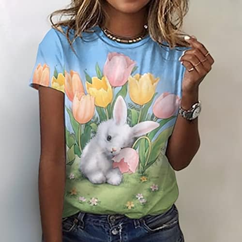Симпатична зајак печатени маички за жени маица памук памук меки кошули лето кратки ракави христијански врвови пулвер