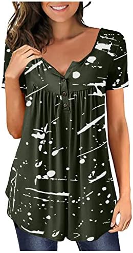 Нокипо Валентин кошули за жени мода лежерна лента за печатена маица јака јака краток ракав пулвер врвот на врвот