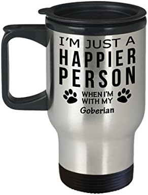 Куче Љубовник Патување Кафе Кригла-Посреќна Личност Со Гоберијан-Миленичиња Сопственик Спасување Подароци