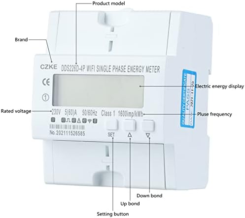 UNCASO DDS226D-4P Еднофазен WiFi Паметен Енергетски Мерач За Следење На Прекинувачот Тајмер СО Заштита ОД Напонска Струја 60A 90-300V