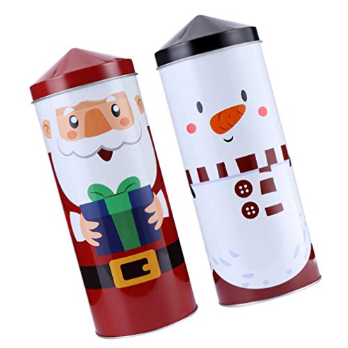 Keseoo Chistmon Timplate Tin jar Box Santa Snowman Holder Candy Holder Xmas Holiday Party Favors