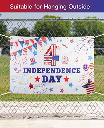 Декорации за банер на 4 јули, големи украси за патриотски забави Денот на американската независност на Денот на независноста Банер