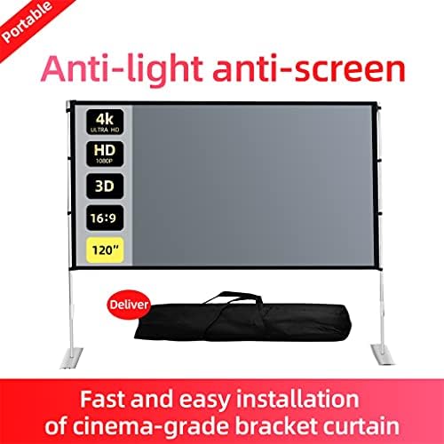 FZZDP Проектор на отворено анти-светло и екранот за преклопување за заштита од добивка 16: 9 84 100 120 инчи дома со конзола завеса