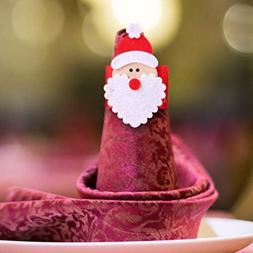 Didiseaon 5 парчиња Божиќ Дедо Мраз, салфетка, држач за салфетки, салфери за салјови за Божиќна свадбена банкет забава црвен Божиќ декор