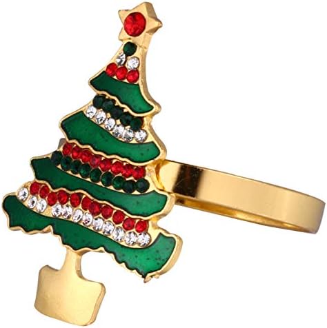 Прекацоум метални штандови Божиќни салфетки прстени РИНЕСТОНСКИ БЕЛЕСНИ ДЕЛОВИ СО ДИЗАЈН ЗА ЕДНОСТ