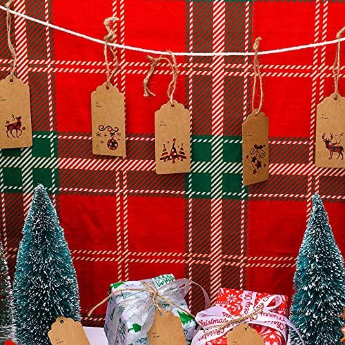 Savita 200pcs 3.7inch Божиќни ознаки со 200 парчиња жици од коноп, кафеава Божиќна Крафт Име на хартија, пред-удразни Божиќни етикети за забави