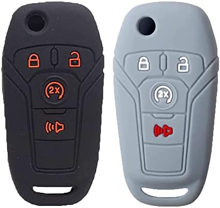 Погодно е за копчето Ford F150 F250 F350 4 Копче за силиконски клуч за далечински управувач, автоматски делови, Заштитна кутија