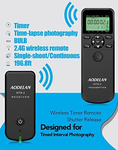 Далечински управувач со тајмер на камерата Aodelan - Контрола на далечинско ослободување на блендата на Timelapse за далечинско ослободување
