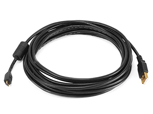 Кабел Monoprice USB 2.0 - 15 стапки - црна | УСБ-тип-машко до микро-тип-б 5-пински машки 28/24awg кабел со феритно јадро, позлатено