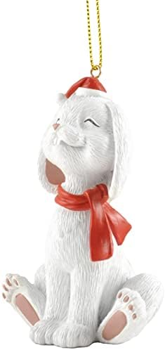 Чуден бел зајаче Божиќно украси за Божиќ - Колекција Среќна зајаче - Подароци за убовници за жени, украси за новогодишни елки, Божиќни украси за зајаче