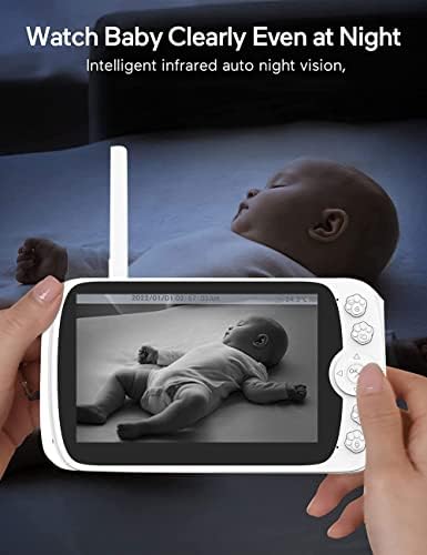 ЛОЈАЛНОСТ-СЕКУ 4.3 Инчен Лцд-Екран Видео Бебешки Монитор Со Инфрацрвено Ноќно Гледање, Приказ На Температура, Двонасочен Аудио И ВОКС Режим,