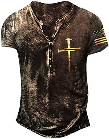 Хенли кошули за мажи, машка маица гроздобер тактички маици графички печатење кошула воени кошули краток ракав