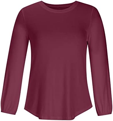 Врски за боја на врвови за жени со долги ракави кошули тркалезни врвови на вратот плус големина цврста боја маица за Ноќта на вештерките пулвер
