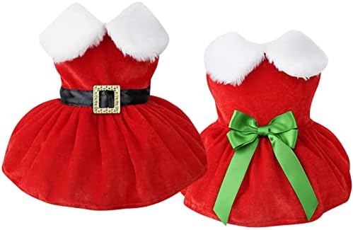ИДЕПЕТ Божиќно кучиња фустан 2 парчиња, здолниште за кучиња Дедо Мраз, божиќно кутре, божиќна облека, кучиња, девојки зимска облека