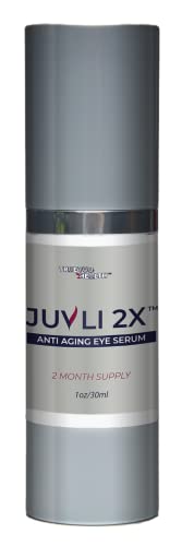 Juvli 2x анти -старечки серум за очи - 2 -месечно снабдување - Подобрена формула со витамин Ц за да помогне во затегнување на кожата и да избледи темни кругови - Намалувањ?