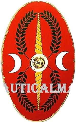 Наутикалмарт Римски Овален Штит 42 х 24 Месинг Наредени - Една Големина - Црвен Оклоп