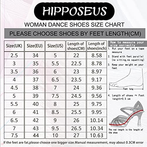 Hipposeus женски танцувачки потпетици peиркаат пети мрежни предива салса салса танцувачки чевли забава висока потпетица џез перформанси