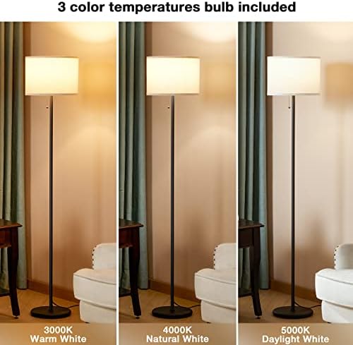 Под ламба за едноставен дизајн во спална соба, 3 ламба за подот на температурата во боја со прекинувач за влечење на ланец